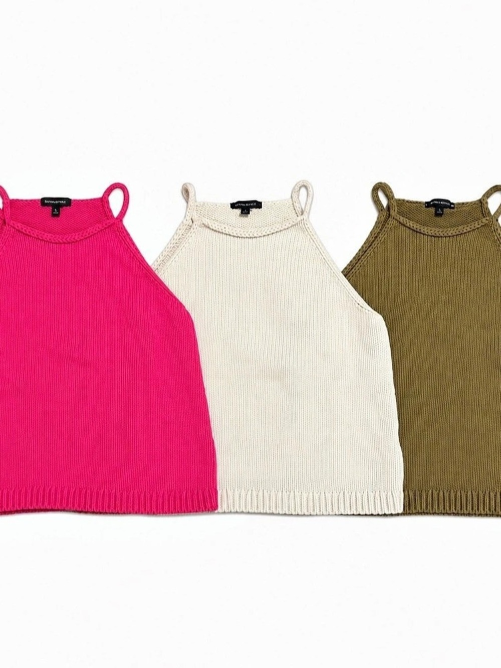 Banana Republic Halter Sweater Tank Set Pink & Cream & Olive XL